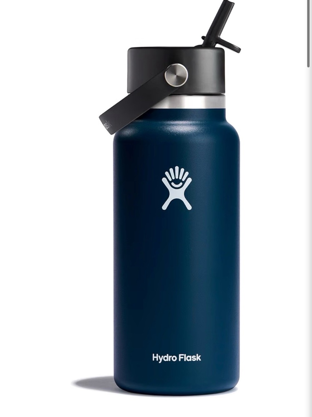 New, 32 ounce oz Navy Blue Hydro Flask metal water bottle, flip lid straw sip